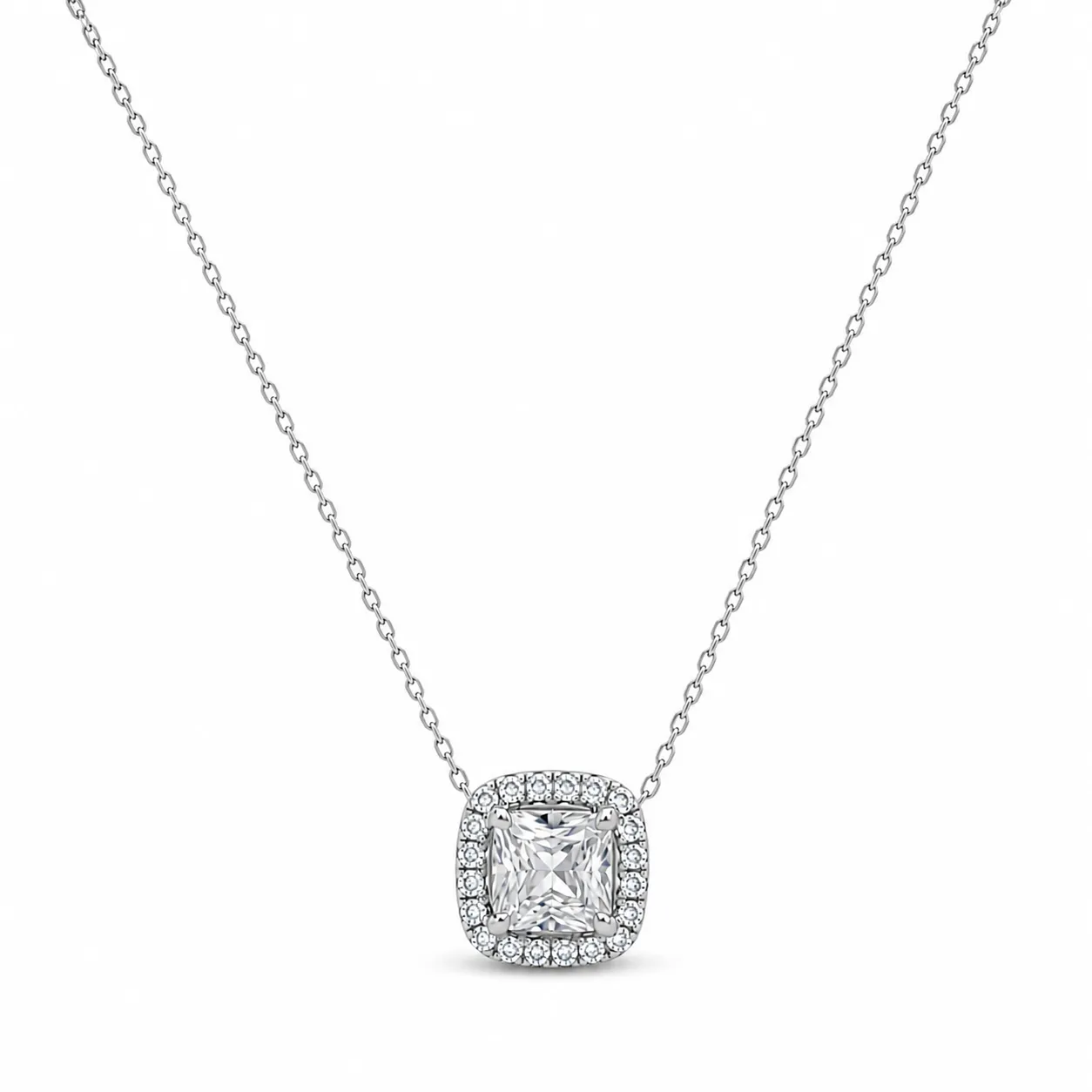 Oravelux Kare Halo Moissanite Kolye